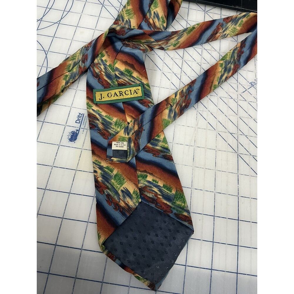 Jerry Garcia Tie Mens 100% Silk Necktie Abstract Multicolor Made In USA